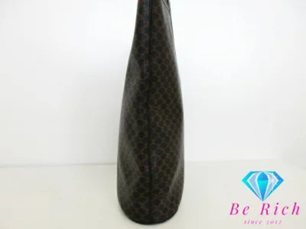 Celine Brown Tote Handbag Leather Black Circle Macadam Bag Handle Brown Black